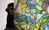Stained Glass Grape Vines Static Cling Window Film