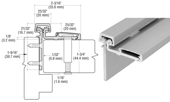 C.R. Laurence CRL Satin Anodized Roton 053 Series Half Surface Continuous Hinge | 05383A