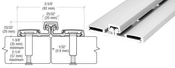 C.R. Laurence CRL Satin Anodized Roton 057HD Series Heavy Duty Full Surface Hinge- 83&quot; | 057HD83A