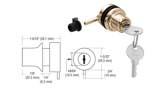 C.R. Laurence CRL Brass Through Glass Plunger Lock  | 0910BR