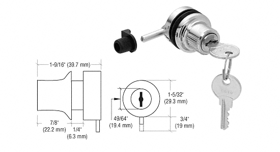 C.R. Laurence CRL Chrome Through Glass Plunger Locks - Keyed Alike  | 0910CHKA