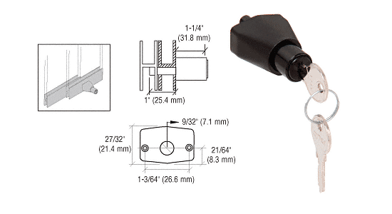 C.R. Laurence CRL Black Chrome Sliding Door Lock  | 0911BC