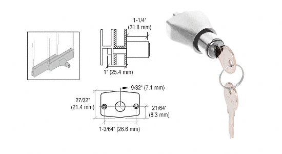 C.R. Laurence CRL Satin Chrome Sliding Door Locks - Keyed Alike | 0911SCKA