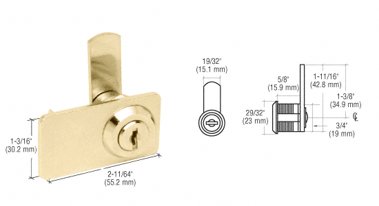 C.R. Laurence CRL Brass Double Door Cam Lock | 0916BR