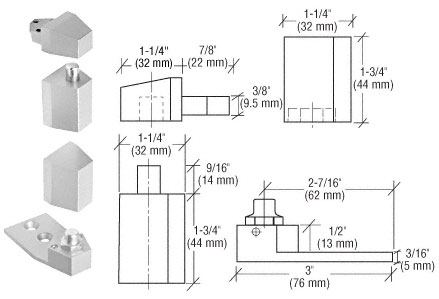 C.R. Laurence CRL Offset Satin Aluminum Reversible Pivot Set Flush with Frame Face | 0P27NHA
