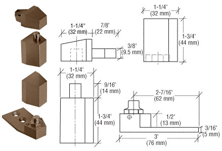 C.R. Laurence CRL Offset Duranodic Bronze Reversible Pivot Set Flush with Frame Face | 0P27NHDU