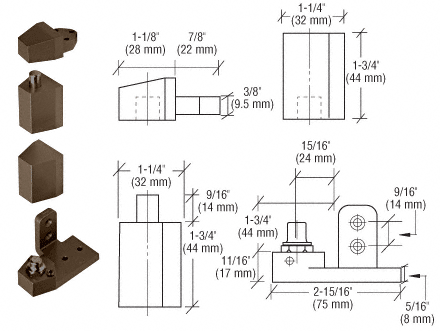 C.R. Laurence CRL Offset Dark Bronze Right Hand Pivot Set Flush with Frame Face | 0P30RHDU