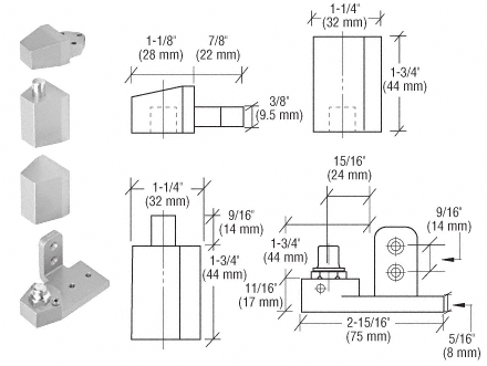 C.R. Laurence CRL Offset Satin Aluminum Right Hand Pivot Set 1/8&quot; Recessed | 0P31RHA