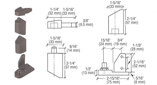 C.R. Laurence CRL Offset Duranodic Bronze Right Hand Pivot Set 1/8&quot; Recessed | 0P40RHDU