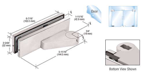 C.R. Laurence CRL Brushed Stainless Left Offset Bottom Door Patch Fitting | 0PF10LBS