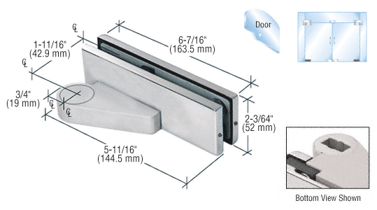 C.R. Laurence CRL Polished Stainless Left Offset Bottom Door Patch Fitting | 0PF10LPS