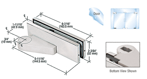 C.R. Laurence CRL Polished Stainless Right Offset Bottom Door Patch Fitting | 0PF10RPS