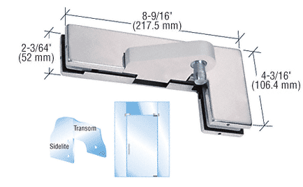 C.R. Laurence CRL Brushed Stainless Left Offset Sidelite Mounted Transom Patch Fitting | 0PF40LBS