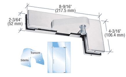 C.R. Laurence CRL Polished Stainless Left Offset  Sidelite Mounted Transom Patch Fitting | 0PF40LPS