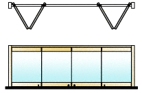 C.R. Laurence CRL Polished Brass 4-Panel Bipart Overhead Track Full Bi-Fold Door Configuration | 0TB4BPPB