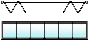 C.R. Laurence CRL Black 6-Panel Bipart Overhead Track Full Bi-Fold Door Configuration | 0TB6BPBL