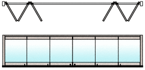 C.R. Laurence CRL Brushed Stainless 6-Panel Bipart Overhead Track Full Bi-Fold Door Configuration | 0TB6BPBS