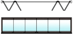 C.R. Laurence CRL Dark Bronze Anodized 6-Panel Bipart Overhead Track Full Bi-Fold Door Configuration | 0TB6BPDU