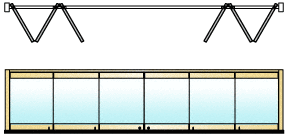 C.R. Laurence CRL Polished Brass 6-Panel Bipart Overhead Track Full Bi-Fold Door Configuration | 0TB6BPPB