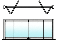 C.R. Laurence CRL Satin Anodized 4-Panel Bipart Overhead Track Half Bi-Fold Door Configuration | 0TC4BPSA
