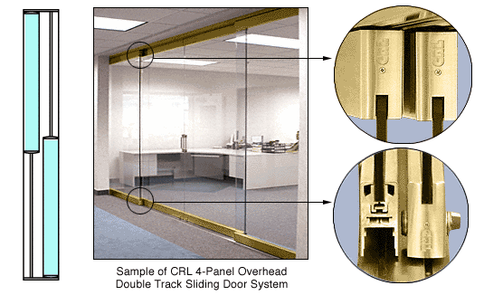 C.R. Laurence CRL Polished Brass 2-Panel Overhead Double Track Sliding Door System | 0TS22PB
