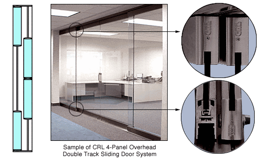C.R. Laurence CRL Dark Bronze Anodized 4-Panel Overhead Double Track Sliding Door System | 0TS24DU