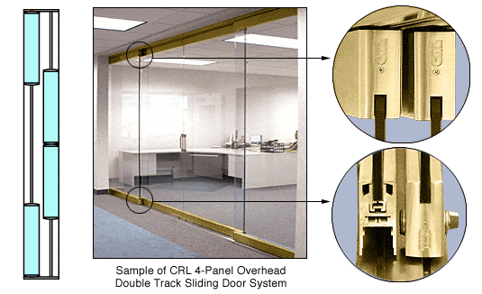 C.R. Laurence CRL Polished Brass 4-Panel Overhead Double Track Sliding Door System | 0TS24PB