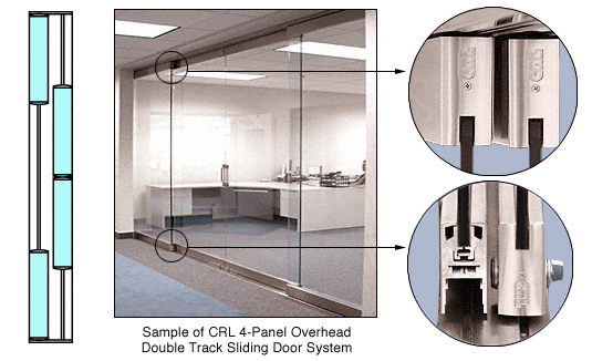 C.R. Laurence CRL Polished Stainless 4-Panel Overhead Double Track Sliding Door System | 0TS24PS