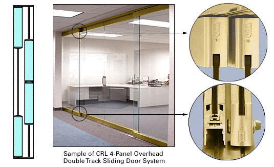 C.R. Laurence CRL Satin Brass 4-Panel Overhead Double Track Sliding Door System | 0TS24SB
