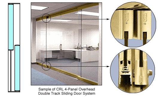 C.R. Laurence CRL Polished Brass 2-Panel Overhead Single Track Sliding Door System | 0TS2PB