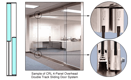 C.R. Laurence CRL Polished Stainless 2-Panel Overhead Single Track Sliding Door System | 0TS2PS