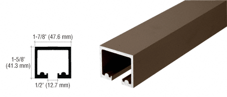 C.R. Laurence CRL Dark Bronze Anodized 240&quot; Length Top Track for OT Series Top Hung Sliders and Bi-Fold Doors | 0TTR240DU
