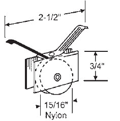 STB Sliding Glass Door Roller, Nylon Wheel, 15/16&quot; Diameter | 10300