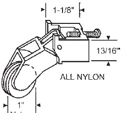 TechnologyLK STB Sliding Screen Door Roller, Spring Tension Type, Nylon Wheel, Nylon Housing, 1&quot; Diameter | 10394