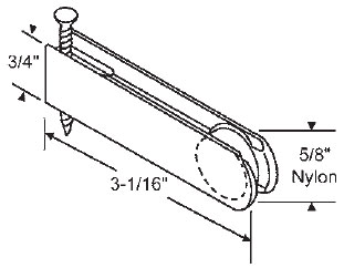 STB Sliding Glass Door Roller, Nylon Wheel, 5/8&quot; Diameter | 10401