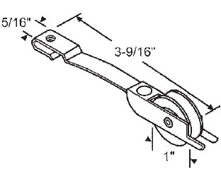 STB Sliding Glass Door Roller, Nylon Wheels 1&quot; Diameter, 5/16&quot; Wide Housing | 10407