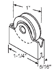 STB Sliding Glass Door Roller, Nylon Wheel, 1&quot; Diameter, 5/16&quot; Wide Housing | 10408