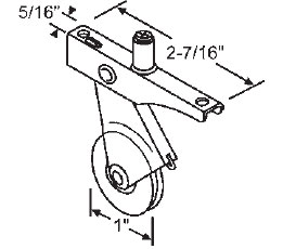 STB Sliding Glass Door Roller, Nylon Wheel, 1&quot; Diameter, 5/16&quot; Wide Housing | 10410P