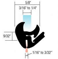 CRL-Automotive CRL One-Piece Self-Sealing Universal Weatherstrip 1/16&quot; to 3/32&quot; Panel  -3/16&quot; to 1/4&quot; Glass | 10232
