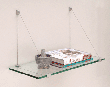 CRL Satin Aluminum 10&quot; x 24&quot; Cable Glass Shelf Kit | 1024K | 1024K