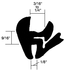 CRL-Automotive CRL One-Piece Self-Sealing Weatherstrip 1/8&quot; Panel - 3/16&quot; to 1/4&quot; Glass | 10262