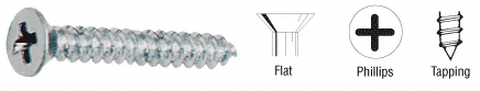 C.R. Laurence CRL Brushed Stainless #10 x 1-1/2&quot; Flat Head Phillips Screws - Package of 100 | 10X112FHPBS
