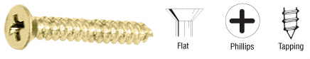 C.R. Laurence CRL Polished Brass #10 x 1-1/2&quot; Flat Head Phillips Screws - Package of 100 | 10X112FHPPB