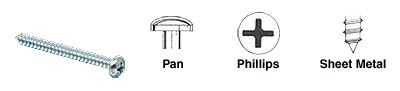 C.R. Laurence CRL 10 x 2&quot; Pan Head Phillips Sheet Metal Screws - Package of 100 | 10X2PHPSMS