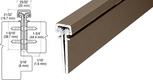 C.R. Laurence CRL Dark Bronze Anodized Roton 112HD Heavy Duty Series Concealed Leaf Continuous Hinge | 112HD83DU