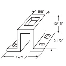 TechnologyLK STB Sliding Glass Patio Door Keeper, White, 2-1/2&quot; Height x 1-7/16&quot; Width  | 12290W