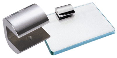 C.R. Laurence CRL Chrome 1-1/4&quot; Long No-Drill Glass Shelf Clamp for 3/8&quot; Glass | 1230CHR