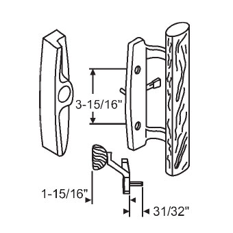 TechnologyLK STB Sliding Glass Patio Door Handle Set, Mortise Type, Keyed, Black, 3-15/16&quot; Screw Holes  | 13154K