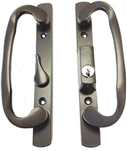Sliding Glass Patio Door Handle Set, Mortise Type, Keyed, Bronze, 3-15/16&quot; Screw Holes | 13245BZK