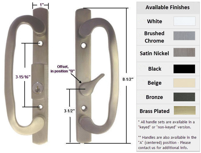 Sliding Glass Patio Door Hardware: Mortise Locks, Handles Sets, Pulls | 13245SNK